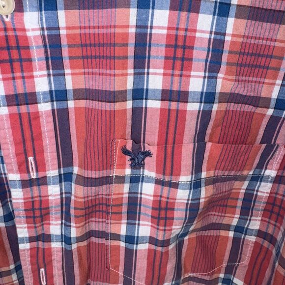 American Eagle Outfitters Blue and Red Casual Button Down Shirt,XXL - Picture 2 of 3
